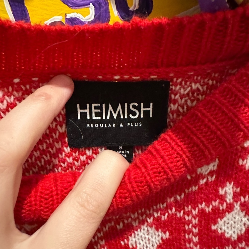 HEIMISH USA Red and White Knit Sweater - Picture 3 of 3
